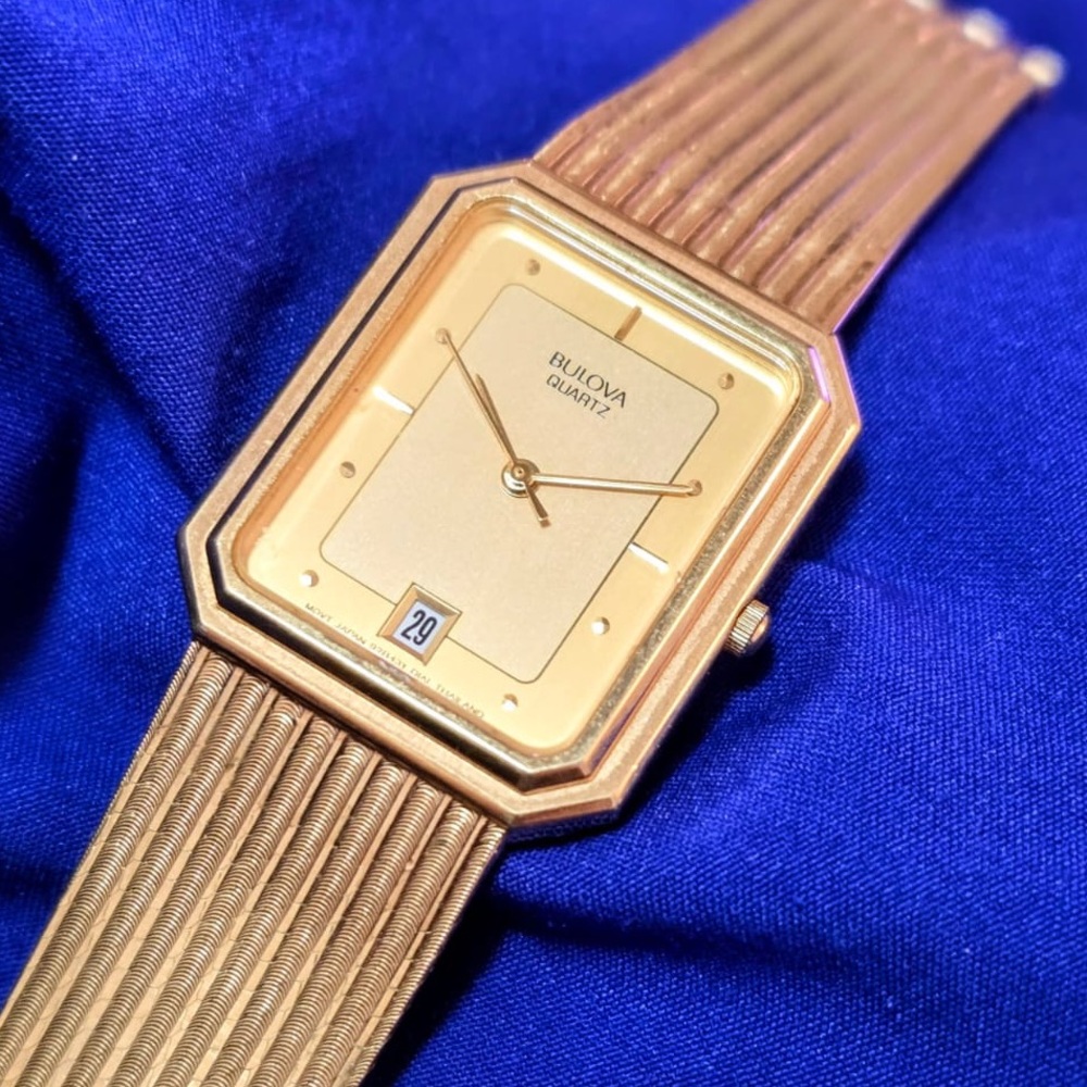 Bulova Vintage 1985 Classic Gold Tone Slim Tank Mens Watch
